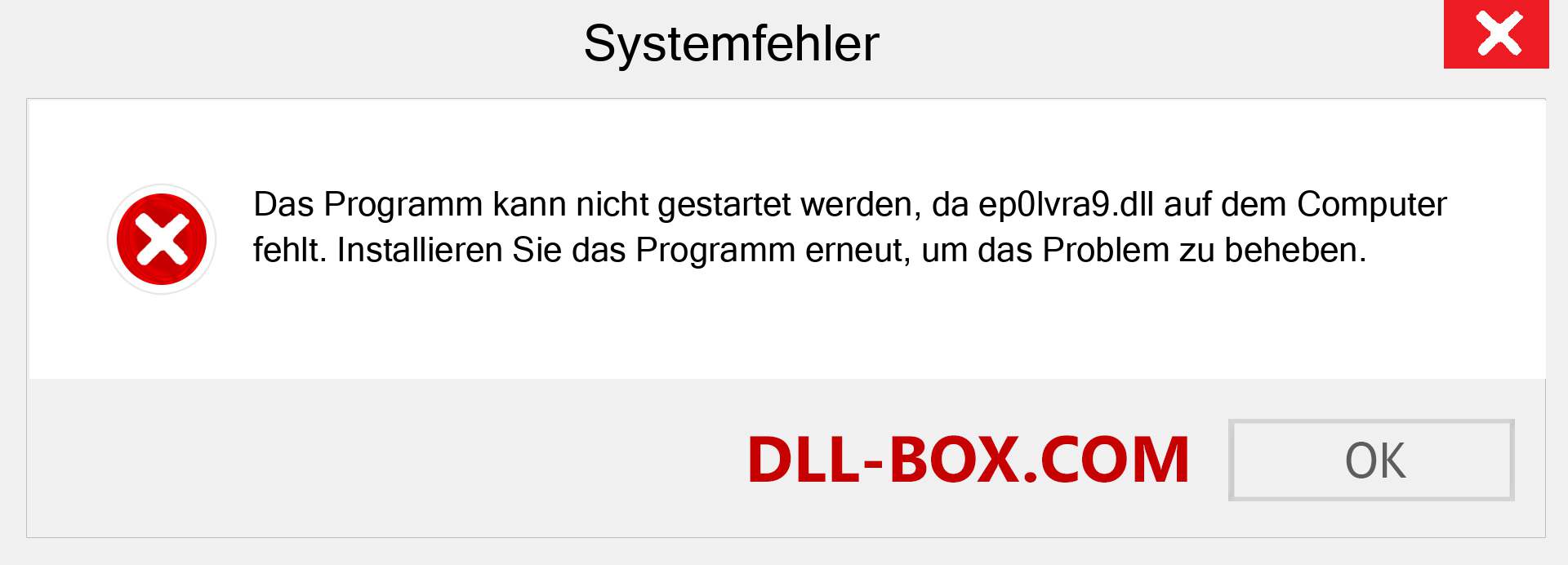 ep0lvra9.dll-Datei fehlt?. Download für Windows 7, 8, 10 - Fix ep0lvra9 dll Missing Error unter Windows, Fotos, Bildern