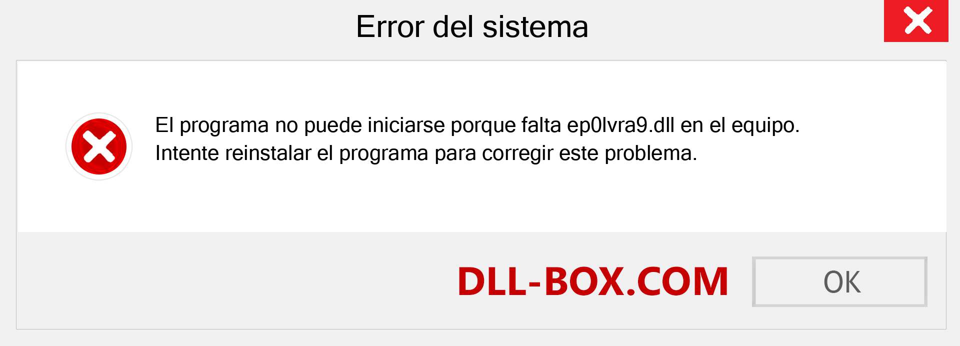 ¿Falta el archivo ep0lvra9.dll ?. Descargar para Windows 7, 8, 10 - Corregir ep0lvra9 dll Missing Error en Windows, fotos, imágenes